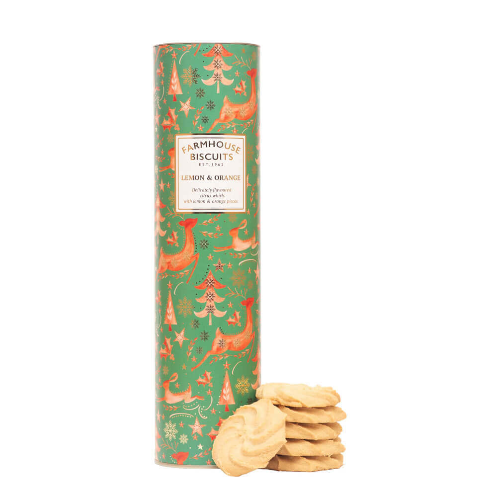 Farmhouse Biscuits Winter Animals Lemon & Orange Whirl Tube 300g